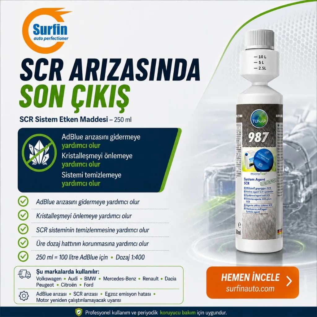 AdBlue sistemi arızası ve SCR kristalleşmesi için sistem etken maddesi