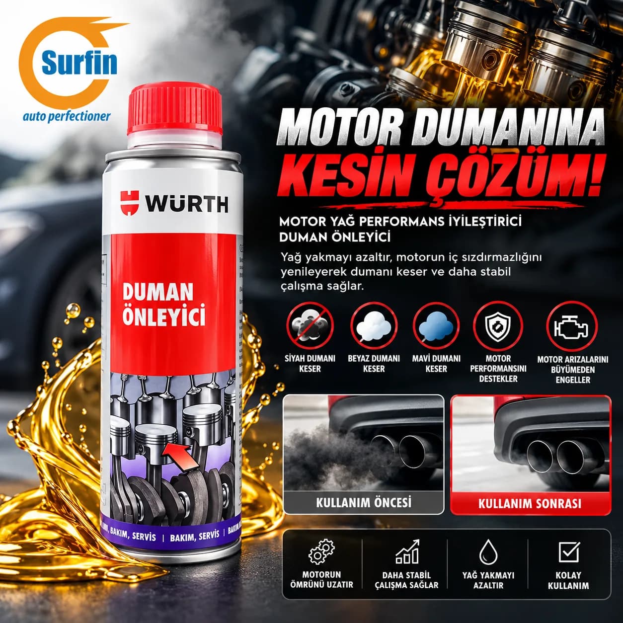 Würth Yağ Dumanı Önleyici Oil Smoke Stop 300 ML 5861301300