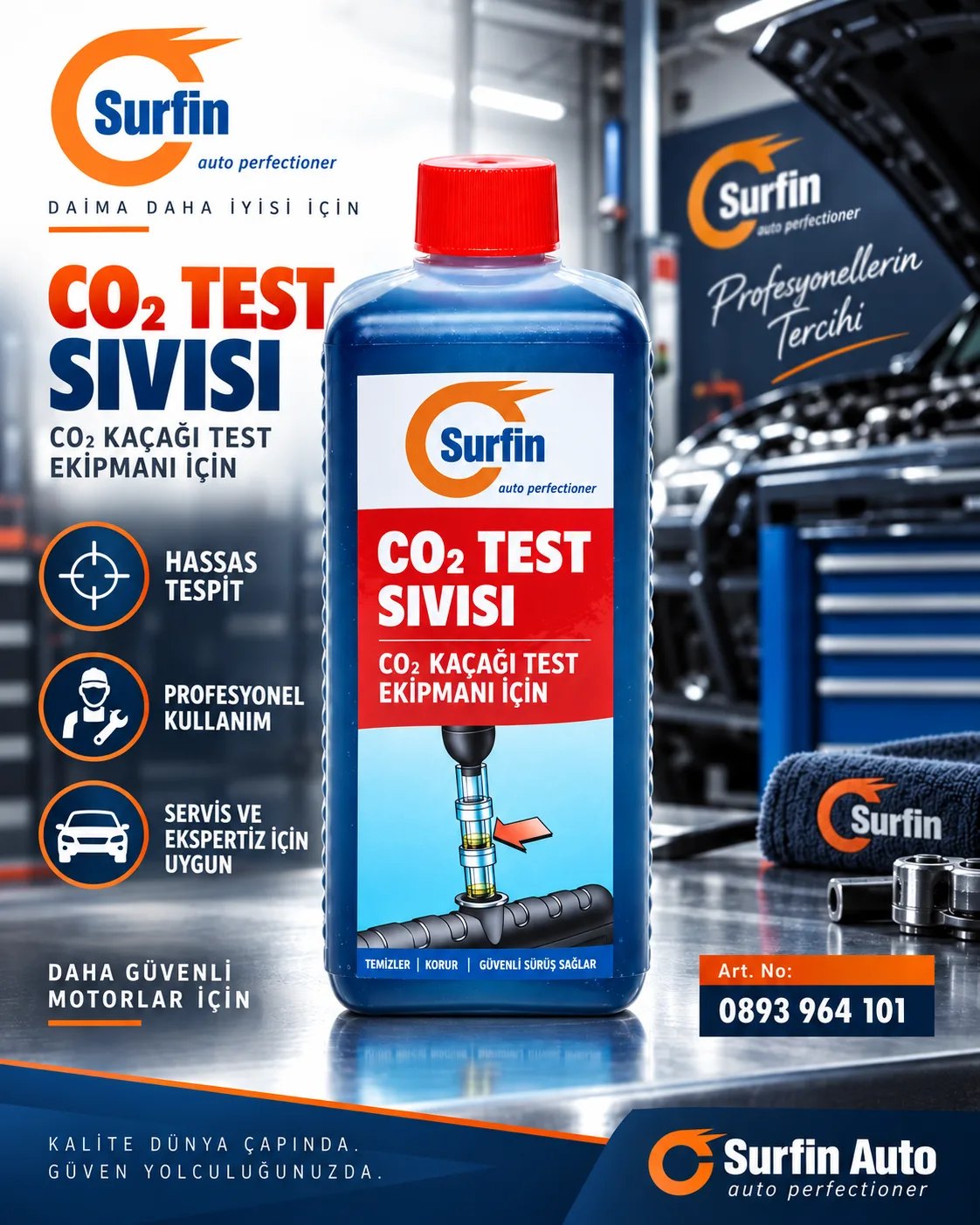 Würth CO₂ test sıvısı 0893 964 101 motor yanma gazı kaçak testi