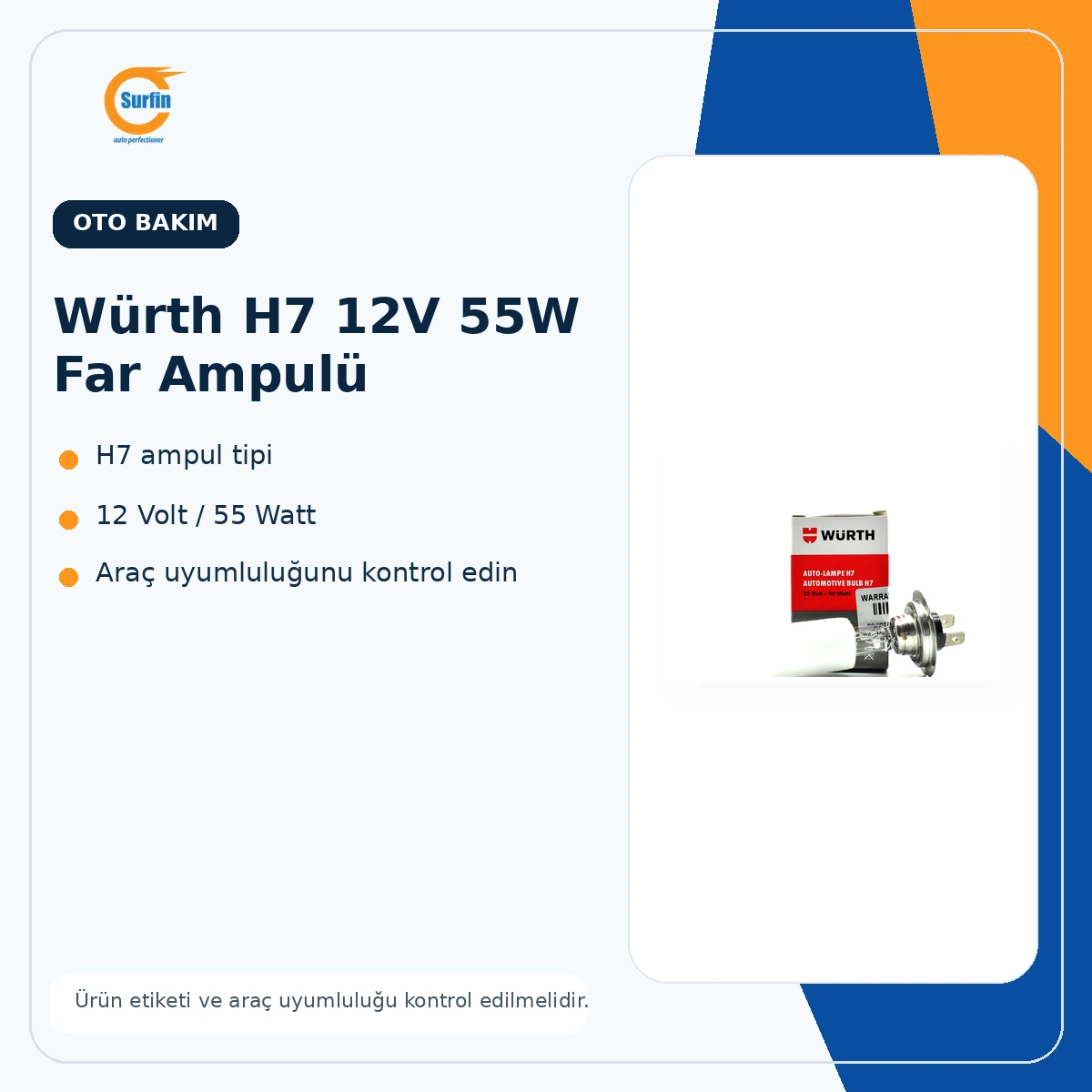 Würth H7 12V 55W far ampulü ürün görseli