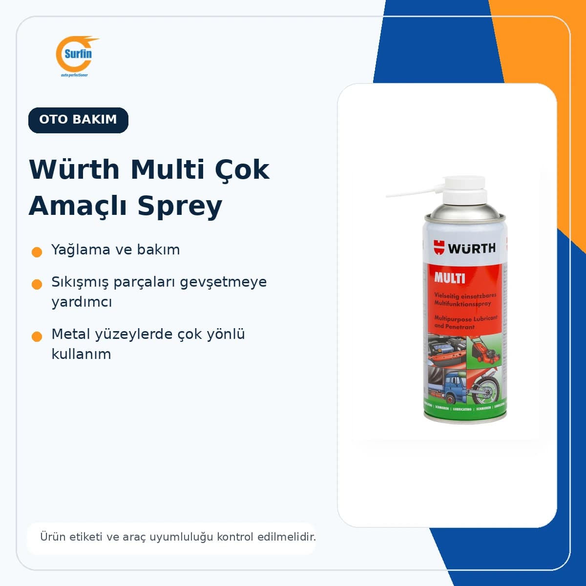 Würth Multi 400 ml çok amaçlı bakım spreyi ürün görseli