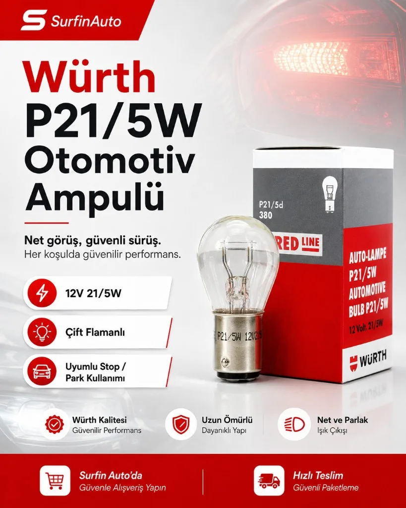 Würth P21/5W 12V 21/5W BA15d otomotiv ampulü