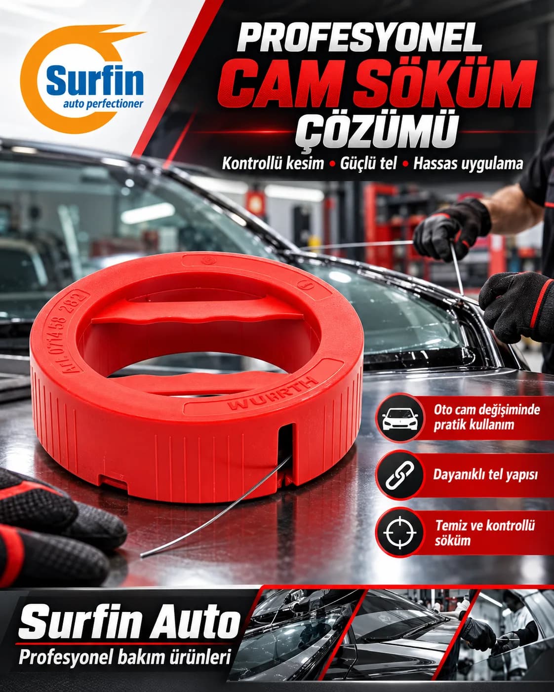 Würth Paslanmaz Çelik Cam Macunu Kesme Teli 50 m 0891656