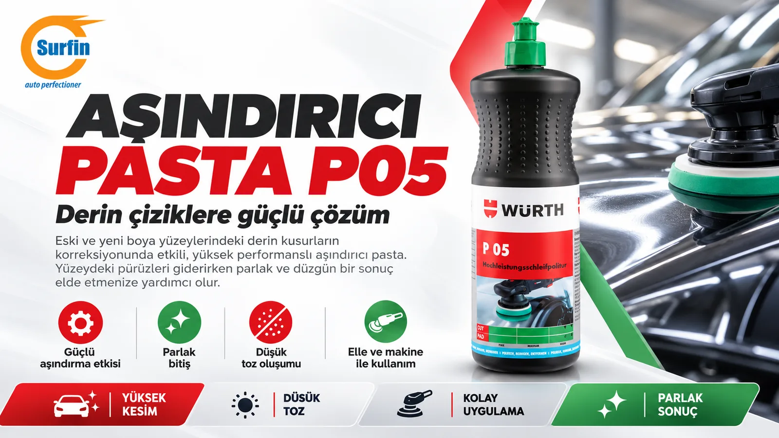 Würth P10 Plus Hızlı Aşındırma Polisaj Pastası 250 GR 0893150012