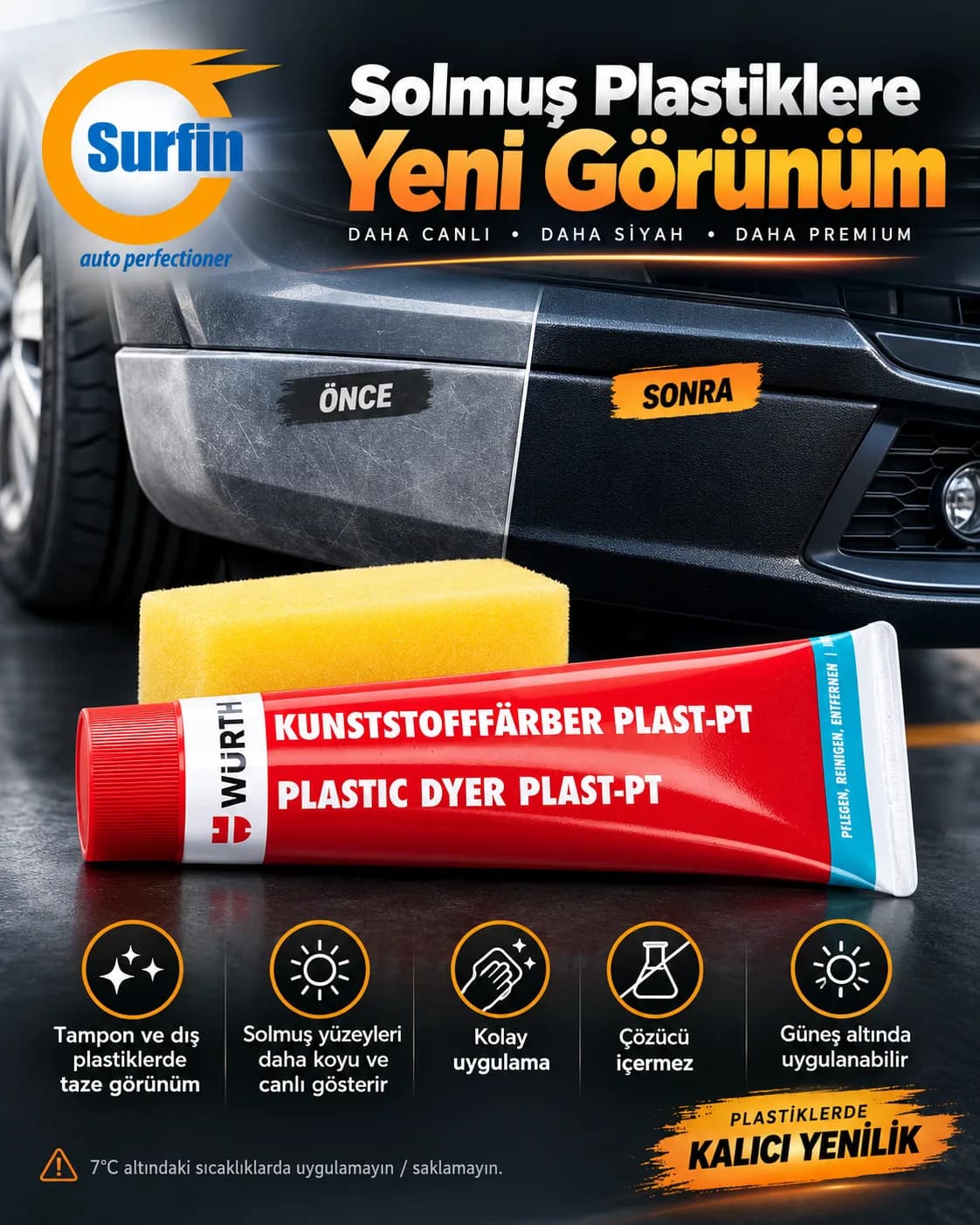 Würth Plast PT Plastik Boyası Antrasit 75 ML Süngerli 08932802