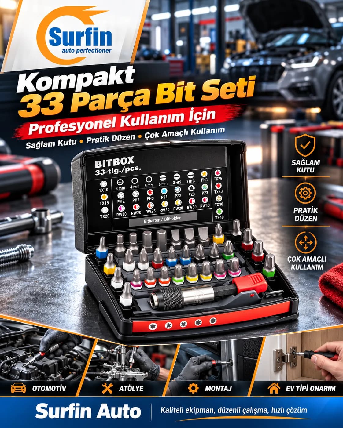 Würth Bits Uç Seti 33 Parça BitBox 1/4 İnç 0614400301