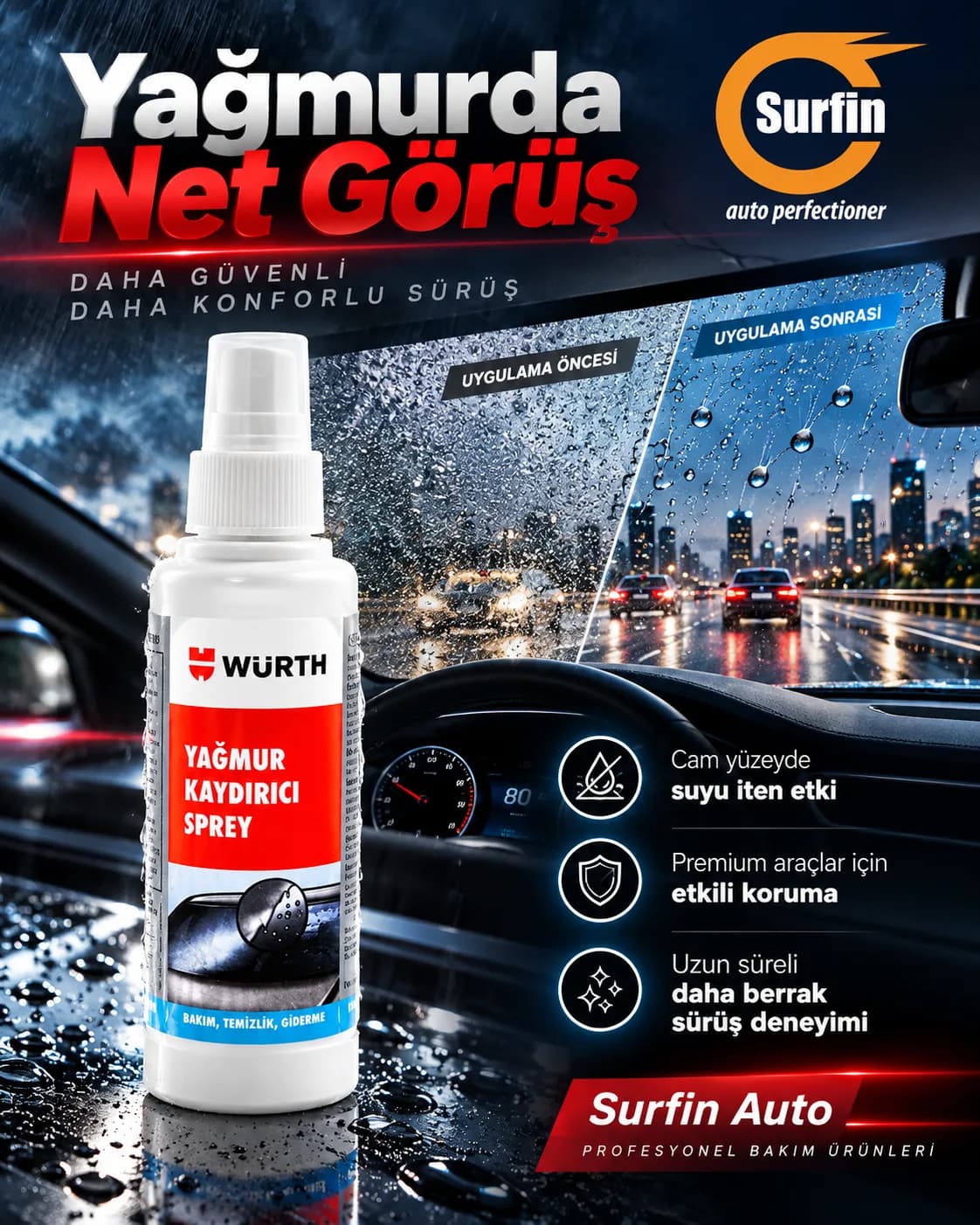 Würth Yağmur Kaydırıcı Sprey 150 ML 0893012419