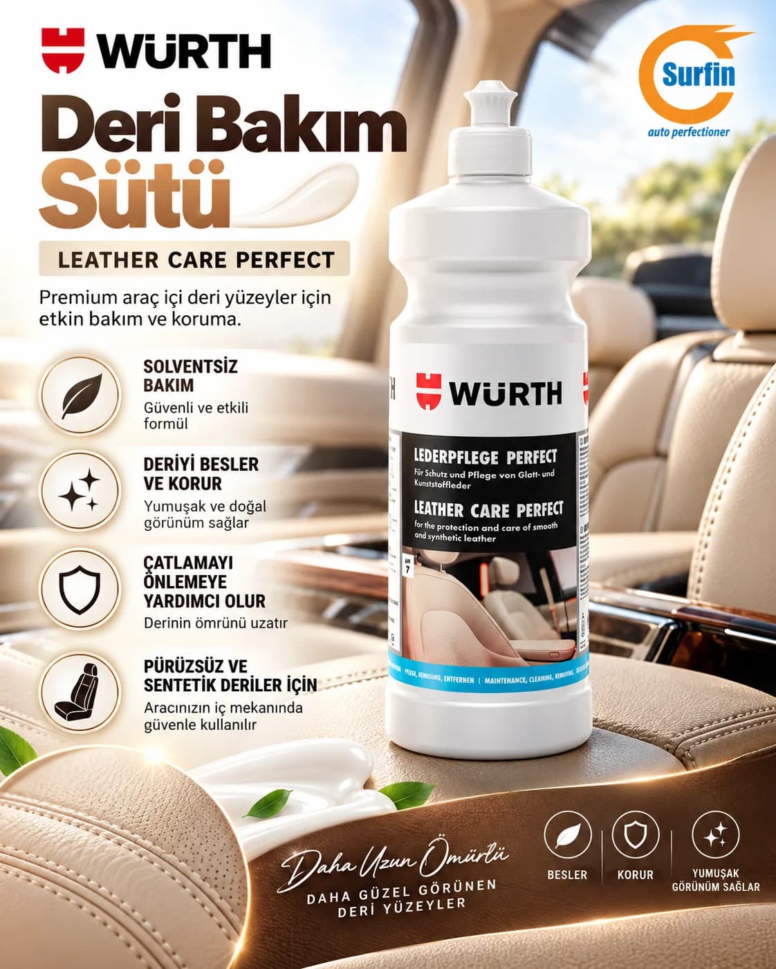 Würth Leather Care Perfect Deri Bakım Sütü 1 L 0890700033