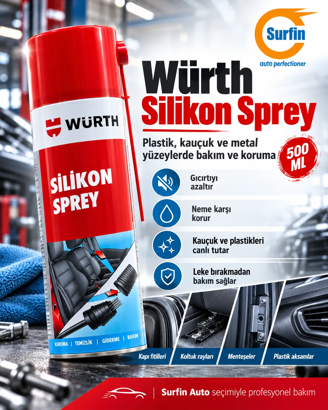 Würth Silikon Sprey 500 ML 0893221028 ana görsel
